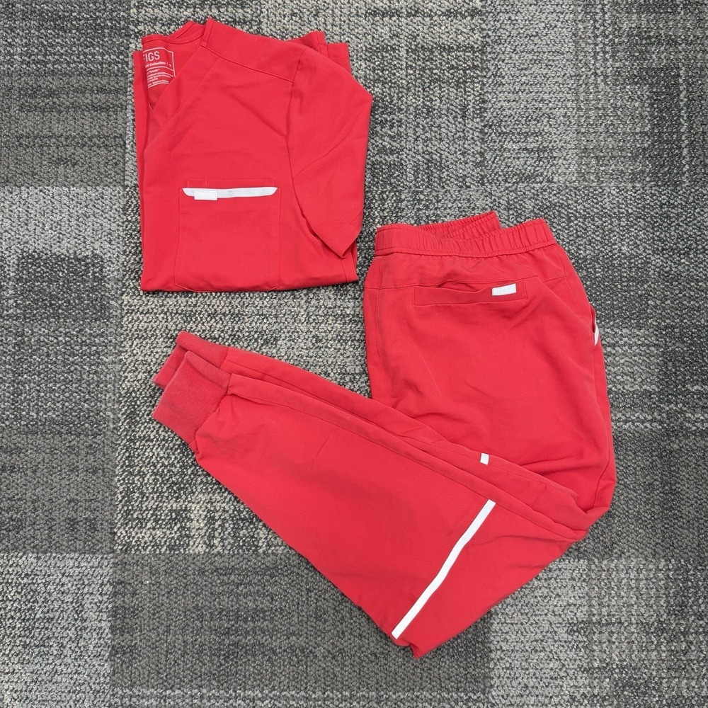 FIGS Mens set Medium Leon top large joggers Neon Red High Vis Medical nursing PT